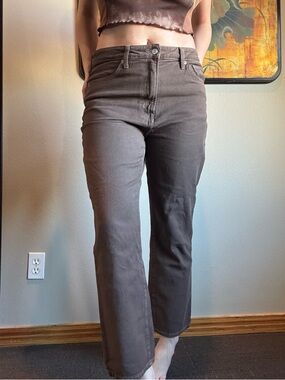 H&M Women's Cropped Straight Jeans in Brown